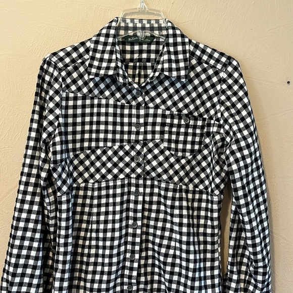 Woolwich Black-and-White Plaid Button-Down Top Size Medium Long Sleeves - Picture 2 of 16